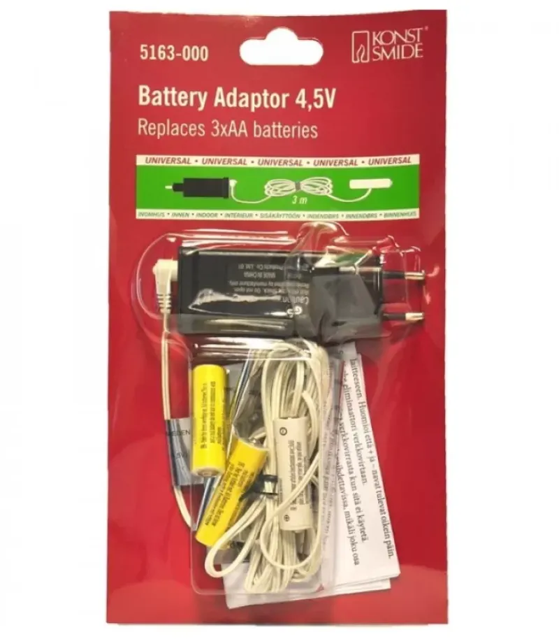 Konstsmide, guirlandes lumineuses de Noël Adaptateur Secteur Pour Articles Sur Piles 3 X 1,5 V Aa