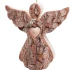 Waldfabrik, photophore en bois et étoile sapin de Noël Ange De Noël A Suspendre Avec Un Coeur, 12 Cm