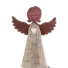 Waldfabrik, photophore en bois et étoile sapin de Noël Ange En Bois Avec Coeur Et Ailes Metal, 15,5 Cm