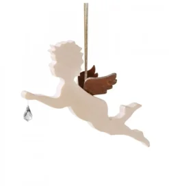 Waldfabrik, photophore en bois et étoile sapin de Noël Ange En Bois D'Erable Avec Un Cristal Swarovski, Allonge