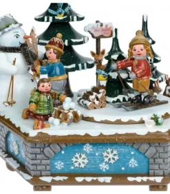 Hubrig, figurines pour enfant Boite A Musique Noël, Jeux D'Enfants Dans LÀ Neige
