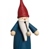 Seiffener Volkskunst Bonhomme Fumeur Père Noël Manteau Bleu