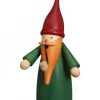 Seiffener Volkskunst Bonhomme Fumeur Père Noël Manteau Vert