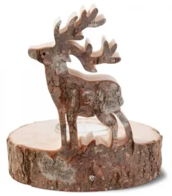 Waldfabrik, photophore en bois et étoile sapin de Noël Bougeoir En Bois Brame Du Cerf, 13 Cm