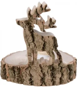 Waldfabrik, photophore en bois et étoile sapin de Noël Bougeoir En Bois Brame Du Cerf, 13 Cm
