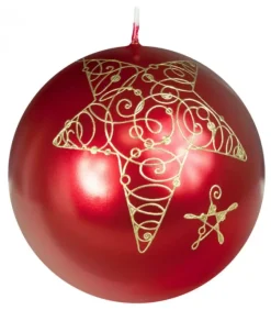 Ewa Kerzen, bougies de Noël et bougies de l'Avent Bougie De Noël Boule Avec Etoile, 8 Cm