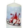 Ewa Kerzen, bougies de Noël et bougies de l'Avent Bougie De Noël Ronde Avec Des Pères Noël Sur Un Traineau
