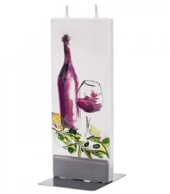 Flatyz, bougie décorative scandinave Bougie Design Bouteille Vin Rouge Et Verre