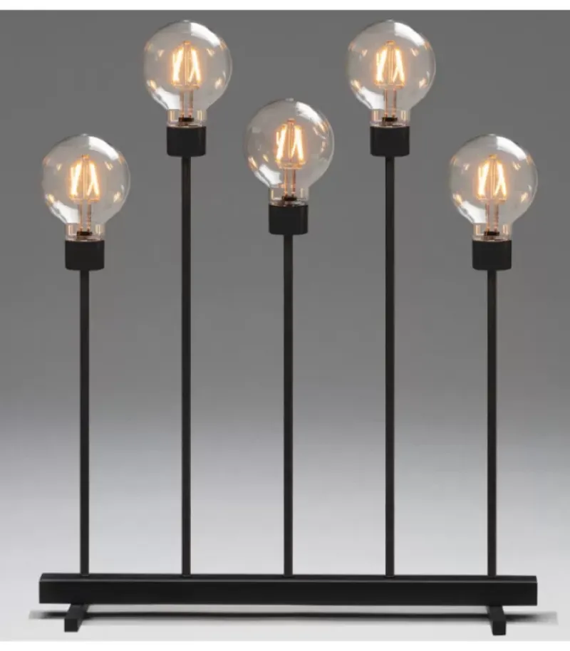 Konstsmide, guirlandes lumineuses de Noël Chandelier Led 5 Ampoules Rondes Ambrees En Metal Noir, 54 Cm