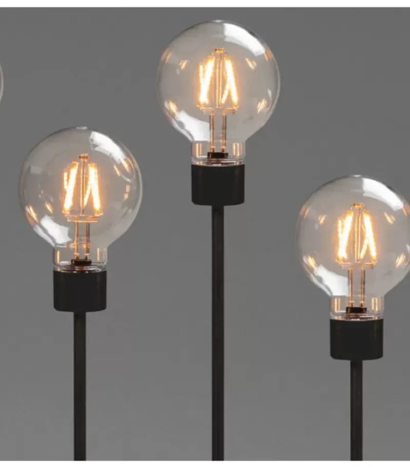 Konstsmide, guirlandes lumineuses de Noël Chandelier Led 5 Ampoules Rondes Ambrees En Metal Noir, 54 Cm