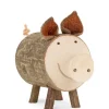 Waldfabrik, photophore en bois et étoile sapin de Noël Cochon En Bois, 5,5 Cm