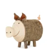 Waldfabrik, photophore en bois et étoile sapin de Noël Cochon En Bois, 4 Cm