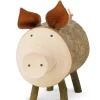 Waldfabrik, photophore en bois et étoile sapin de Noël Cochon En Bois, 7 Cm