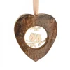 Waldfabrik, photophore en bois et étoile sapin de Noël Coeur En Bois A Suspendre Motif Cisele Hiboux, 6 Cm