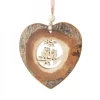Waldfabrik, photophore en bois et étoile sapin de Noël Coeur En Bois A Suspendre Motif Cisele Hiboux, 7 Cm