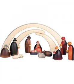 Köhler, Père Noël en bois Crèche De Noël Complete Avec 12 Personnages 12 Cm