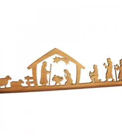 Waldfabrik, photophore en bois et étoile sapin de Noël Crèche De Noël Diorama En Bois D'Olivier, 8 Cm
