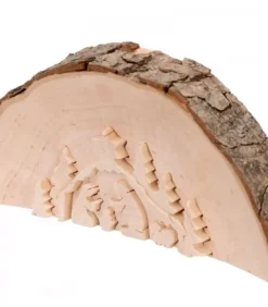 Waldfabrik, photophore en bois et étoile sapin de Noël Crèche De Noël En Relief, Taillee Dans Un Rondin De Bois, 12 Cm