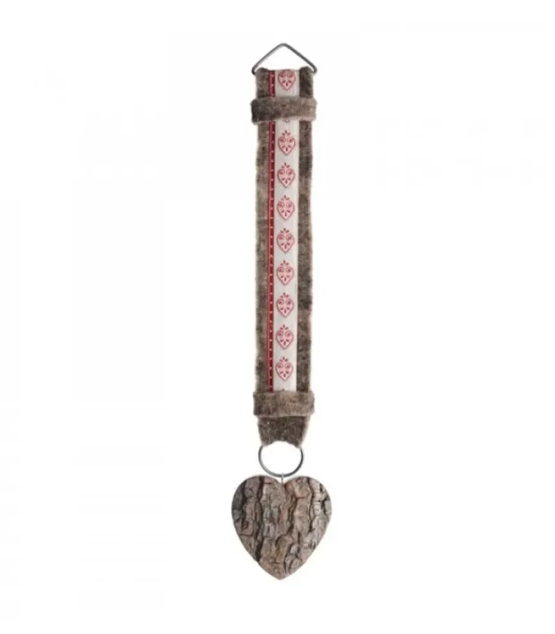 Waldfabrik, photophore en bois et étoile sapin de Noël Décoration Murale Montagne 46 Cm Avec Coeur Motif Rouge