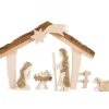 Waldfabrik, photophore en bois et étoile sapin de Noël Etable De Bethleem Avec Figurines En Ecorce, 12,5 Cm