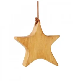 Waldfabrik, photophore en bois et étoile sapin de Noël Etoile En Bois D'Aulne A Suspendre, Asymetrique 9 Cm