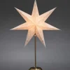 Konstsmide, guirlandes lumineuses de Noël Etoile Lumineuse Electrique 7 Branches En Papier, Blanche, Sur Pied Laiton, 48 Cm