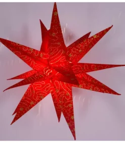 Riffelmacher et Weinberger Etoile Lumineuse Rouge En Papier 3D, A Suspendre, 45 Cm