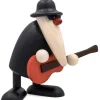 Köhler, Père Noël en bois Figurine Musicien Jazz, Guitariste Avec Guitare Rouge