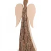 Waldfabrik, photophore en bois et étoile sapin de Noël Grand Ange De Noël En Bois, Double Face 24 Cm