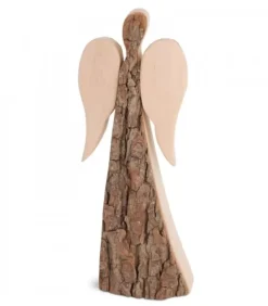 Waldfabrik, photophore en bois et étoile sapin de Noël Grand Ange De Noël En Bois, Double Face 24 Cm
