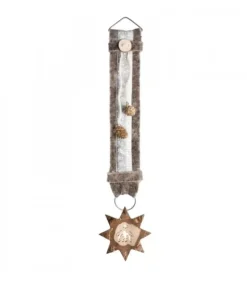 Waldfabrik, photophore en bois et étoile sapin de Noël Grand Décoration Murale Montagne 60 Cm Blanc Avec Etoile, Crèche