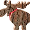 Waldfabrik, photophore en bois et étoile sapin de Noël Grand Elan En Bois Avec Noeud Rouge 18 Cm