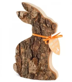 Waldfabrik, photophore en bois et étoile sapin de Noël Grand Lapin En Bois Assis, 15 Cm