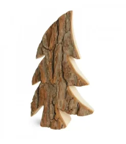 Waldfabrik, photophore en bois et étoile sapin de Noël Grand Sapin En Bois, Forme Penchee, 40 Cm