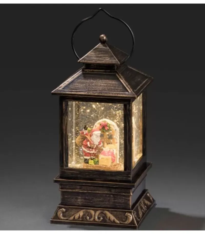Konstsmide, guirlandes lumineuses de Noël Lanterne De Noël À Neige A Led Avec Père Noël Et Enfants, 22 Cm