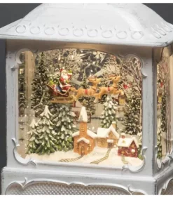 Konstsmide, guirlandes lumineuses de Noël Lanterne De Noël Blanche, Père Noël Volant Au-Dessus D'Un Village