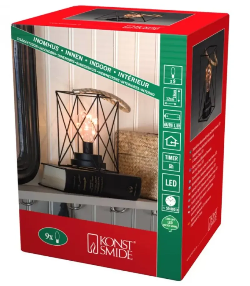 Konstsmide, guirlandes lumineuses de Noël Lanterne Lumineuse A Led En Metal, Carree, 19 Cm