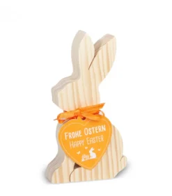 Waldfabrik, photophore en bois et étoile sapin de Noël Lapin En Bois Naturel, 10 Cm