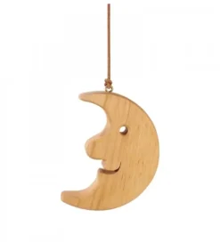 Waldfabrik, photophore en bois et étoile sapin de Noël Lune En Bois De Chene A Suspendre 12,5 Cm