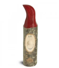 Waldfabrik, photophore en bois et étoile sapin de Noël Lutin En Bois Père Noël Avec Bonnet Rouge Peint, 10,5 Cm