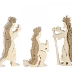 Waldfabrik, photophore en bois et étoile sapin de Noël Personnages Crèche De Noël, Les Trois Rois Mages, 10 Cm
