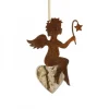 Waldfabrik, photophore en bois et étoile sapin de Noël Petit Ange En Metal A Suspendre Et Coeur En Bois Avec Etoile