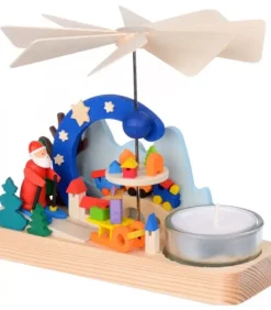 Graupner, décoration de sapin de Noël, Déco Noël enfant Petit Carrousel En Bois Père Noël Et Jouets