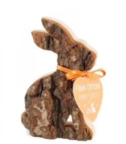 Waldfabrik, photophore en bois et étoile sapin de Noël Petit Lapin En Bois Assis, 10 Cm