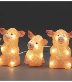 Konstsmide, guirlandes lumineuses de Noël Petits Cochons Roses Lumineux En Acrylique Led 12,5 Cm, Lot De 5