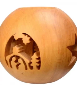 Waldfabrik, photophore en bois et étoile sapin de Noël Photophore En Bois, Forme Spherique, Motif Crèche