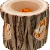Waldfabrik, photophore en bois et étoile sapin de Noël Photophore En Rondin De Bois, Avec 3 Motifs, Ecureuil, Chat Et Oiseaux