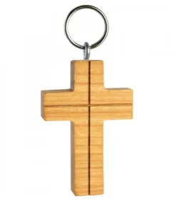 Waldfabrik, photophore en bois et étoile sapin de Noël Porte Cle Croix En Bois De Cerisier Avec Croix, 5 Cm