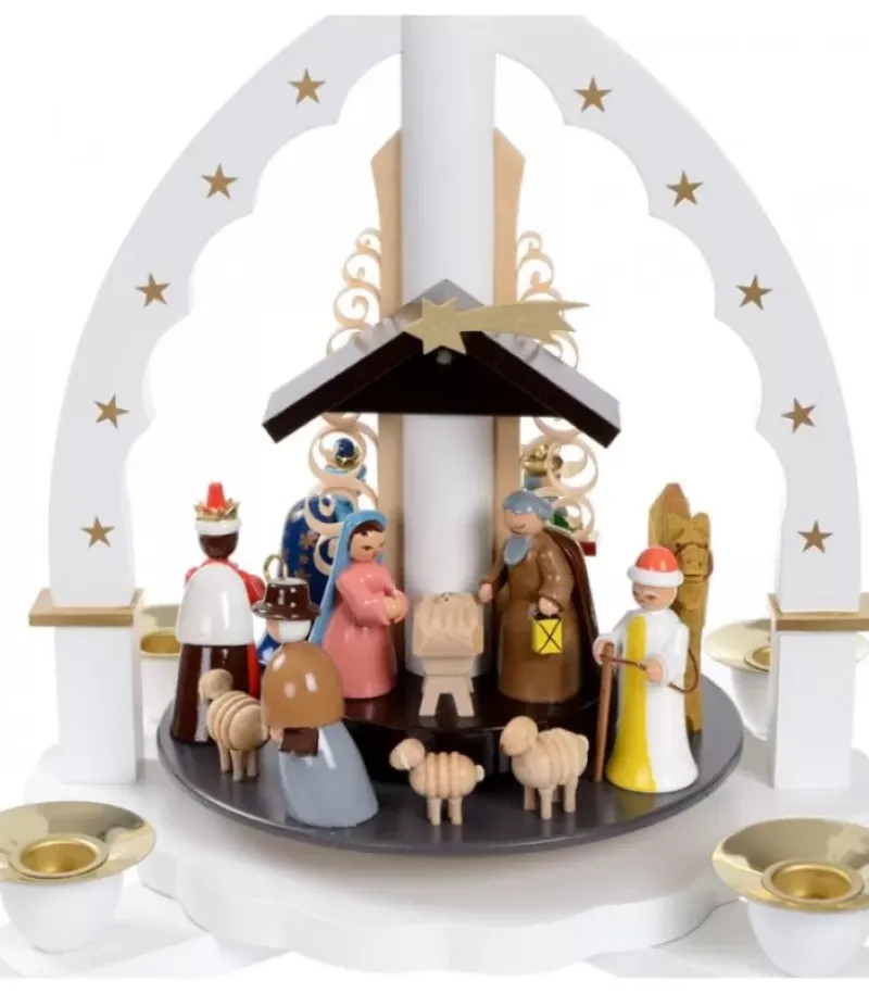 Richard Glasser, Pyramides de Noël allemandes Pyramide Allemande Avec Crèche De Noël Blanche