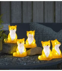 Konstsmide, guirlandes lumineuses de Noël Renards Lumineux Acryliques Led Assis, Lot De 5, 12 Cm